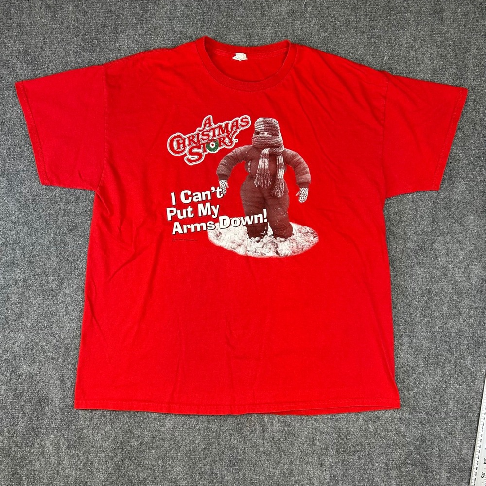 A Christmas Story Randy I Can't Put My Arms Down Red Graphic T-Shirt XL Gildan
